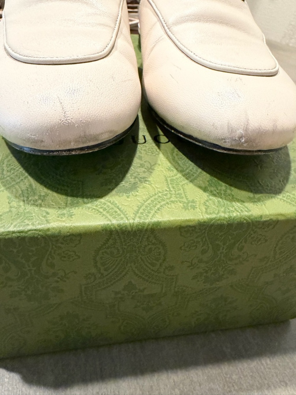 Gucci White Leather Horsebit Mules - Picture 3 of 3